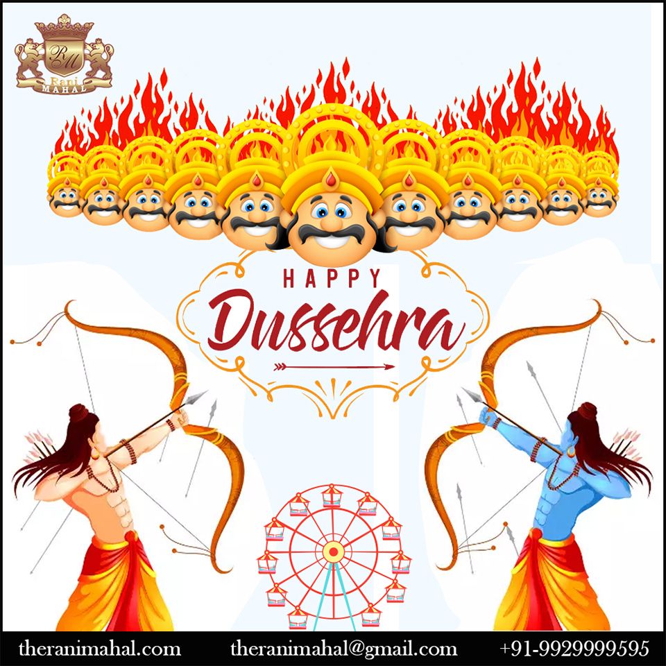 Let's start a great life by conquering our eternal 5 evils-Kaam, Krodh, Lobh, Moh, Ahankar... Let's take the oath to give a dimension to our life on this auspicious festival. The Rani Mahal Wishing to all Happy Dussehra. #HappyDussehra2019 #Dussehra #India #DurgaPuja #Ravan #Diwali #HappyDussehra #Hindu #Puja #dussehraspecial #DussehraGreetings #Bhakti #Blessed #Hinduism #Festivel Dussehra Greetings, Happy Dussehra Wishes, Happy Dusshera, Are You Happy, Alcohol Is A Drug, Free Flyer Templates, India Colors, Packers And Movers, Nature Adventure