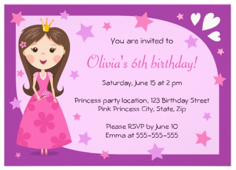 princess birthday invite
