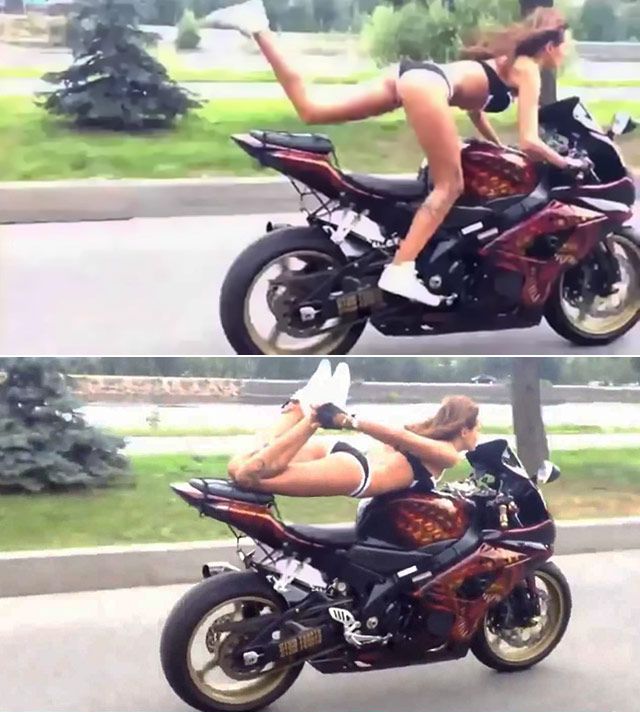 Russian Shows Off Impressive Motorcycle Skills Bikes A Bike And No Sense Of Fear Russian Biker Have Fun With Her Ride