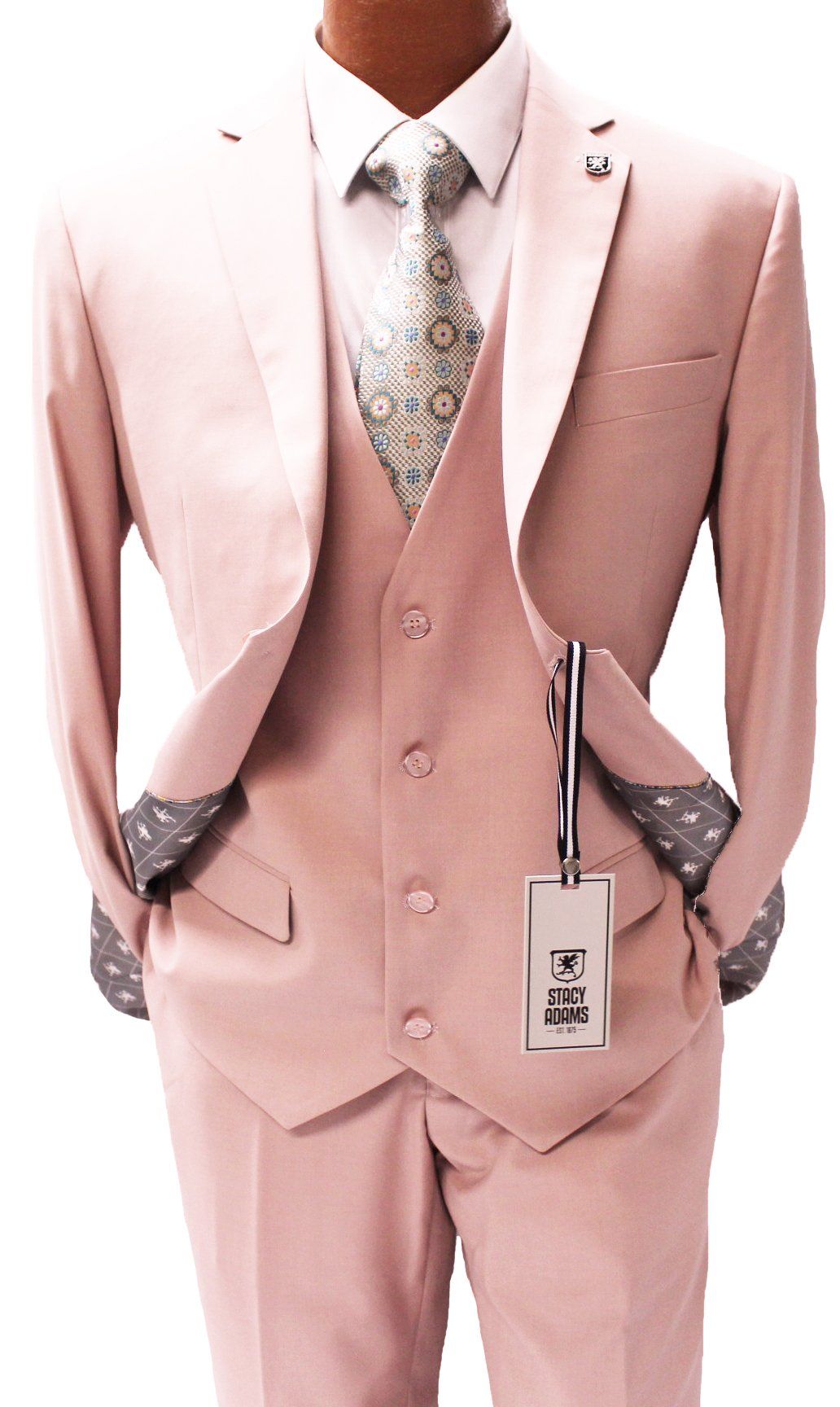 STACY ADAMS Mens Bud Vested Slim Fit Suit