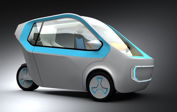 This three-wheeled car for handicapped people features futuristic dashboard which is made of bent plywood bounded with ABS profile. Electric Car Concept, Electric Cars, Electric Vehicle, Electric Power, Three Wheeled Car, City Vehicles, Futuristic Cars, Futuristic Vehicles, Hydraulic Systems