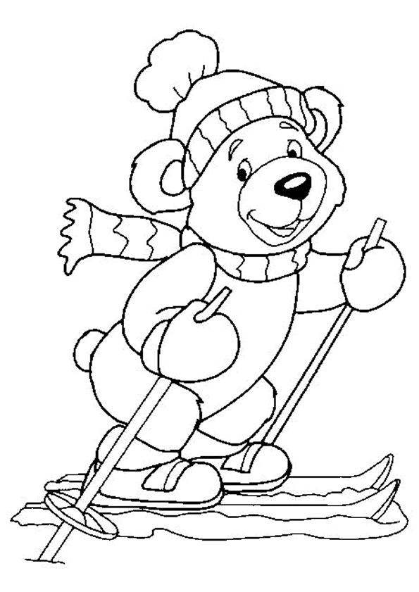 coloriage d un petit ours avec un bonnet et une écharpe on coloriage d ours id=95568