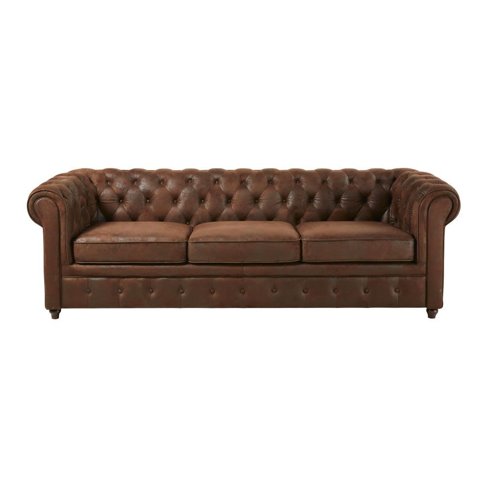 canape lit capitonne 3 places en suedine marron maisons du monde lit capitonne canape style industriel canape capitonne
