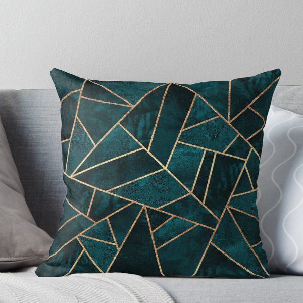 Deep Teal Stone Throw Pillow Teal Throw Pillows Throw Pillows Teal Living Room Decor