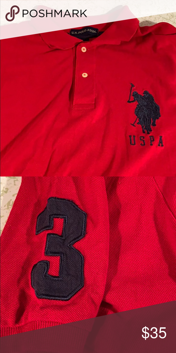 Red Uspa Polo Shirt Polo Shirt Polo Mens Tops