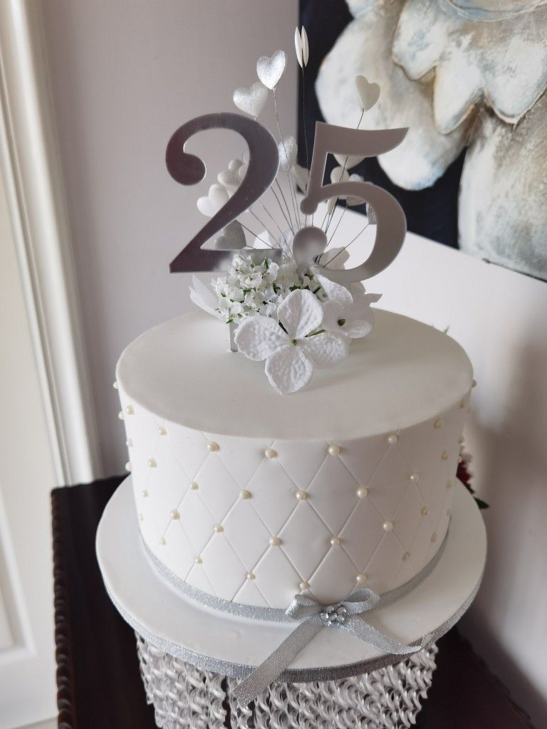 Silver Jubilee 25th Wedding Anniversary Cake