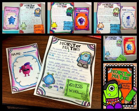 Descriptive Writing Monster Match Descriptive Writing Halloween Writing Halloween Writing Activities