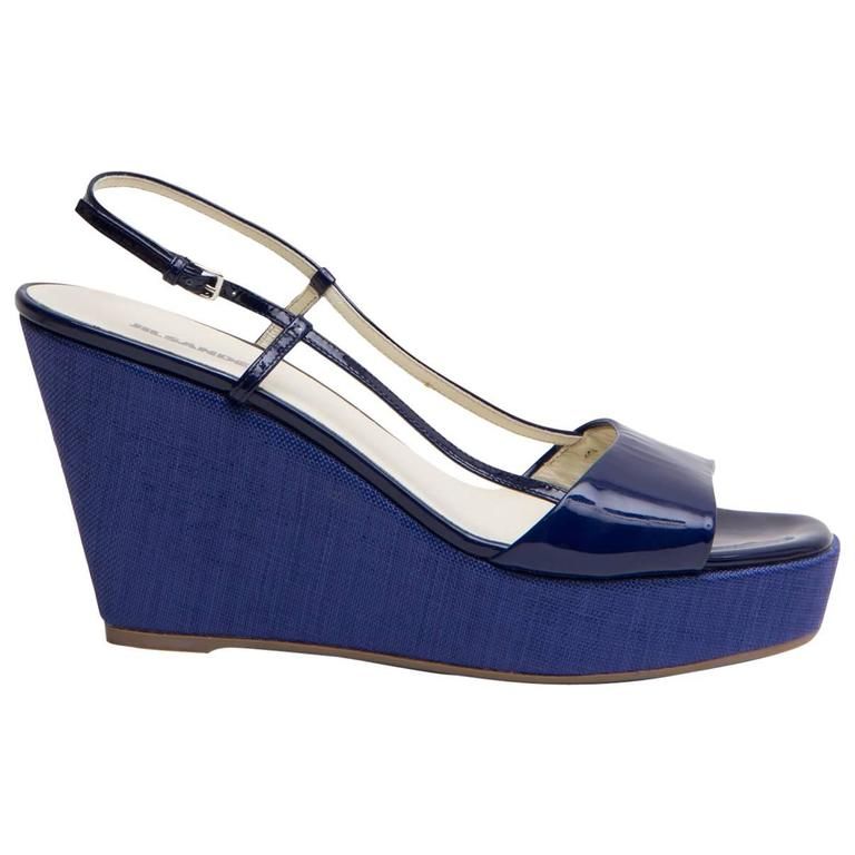 Fsjshoes Fsj Shoes Royal Blue Wedge Sandals With Gold Embelishment Adorewe Com Blue Wedge Sandals Royal Blue Wedges Blue Wedges