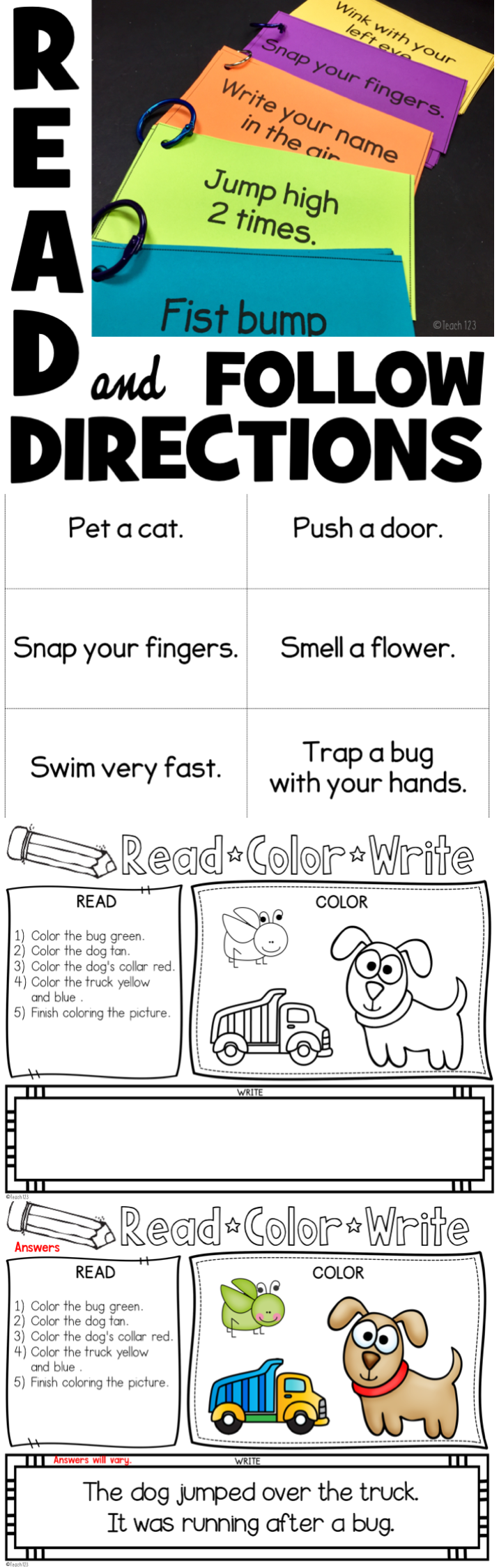 Read and Follow Directions | Following directions, Positional words