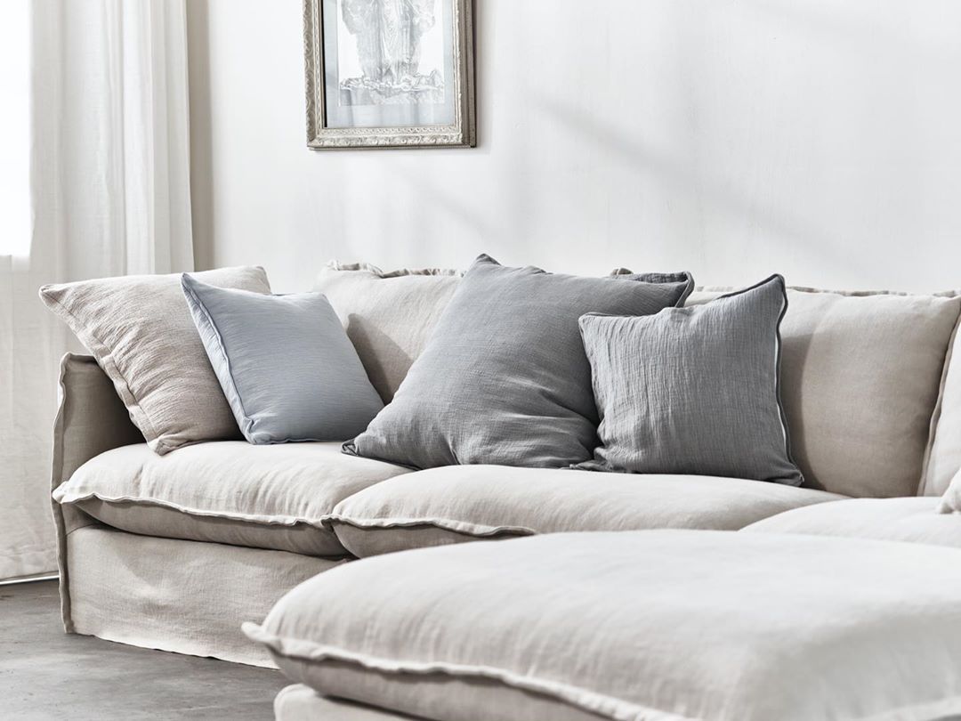 Sixpenny On Instagram Neva Knows Cozy In Washed Cotton Linen Corn Silk Comfy Sofa Living Rooms Deep Couch Sofa Decor