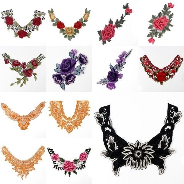 diy embroidered floral lace neckline neck collar trim clothes sewing applique X