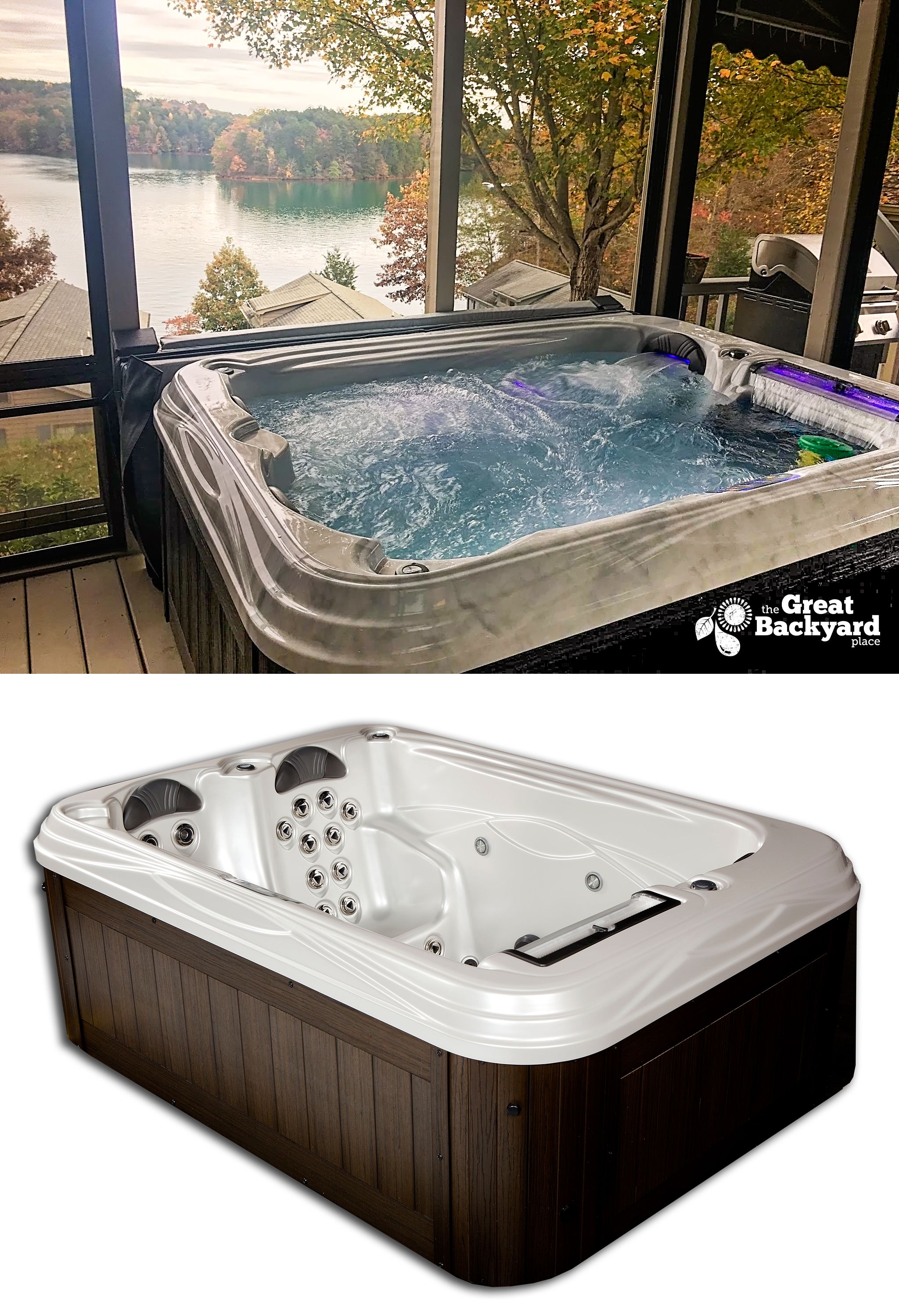 After A Long Day Engulf Your Aching Muscles In The Ultimate Hydrotherapy Of The Santa Cruz The Strategically Placed Jets In Spa Hot Tubs Hot Tub Small Patio