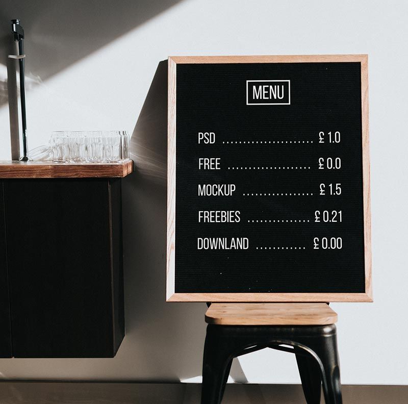 Download Free Menu Board Mockup | Menu mockup, Mockup psd, Mockup ...