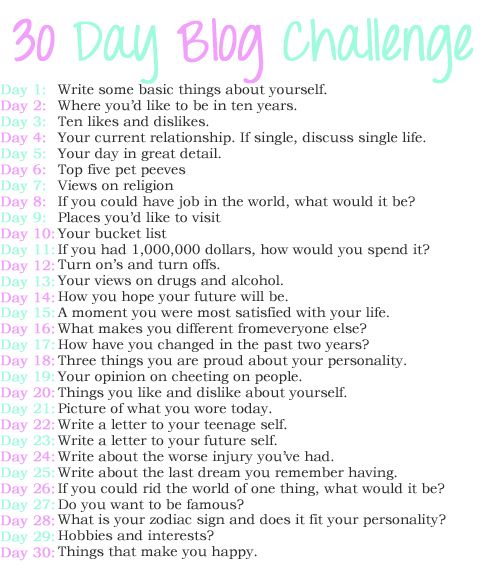 30 day writing challenge part 2