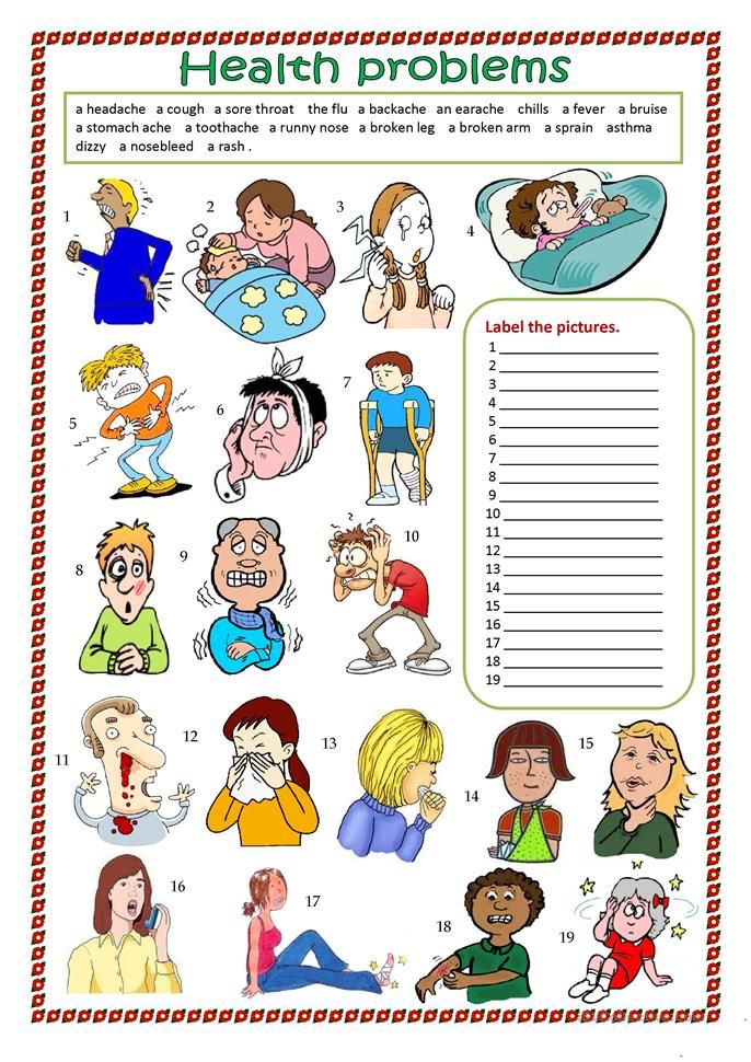 Health problems - English ESL Worksheets for distance learning and