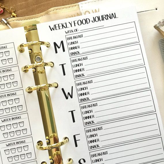 lv menu planner Printed Personal Rings Food Journal planner insert - 15 Double-Sided sheets - fits lv mm agenda ...