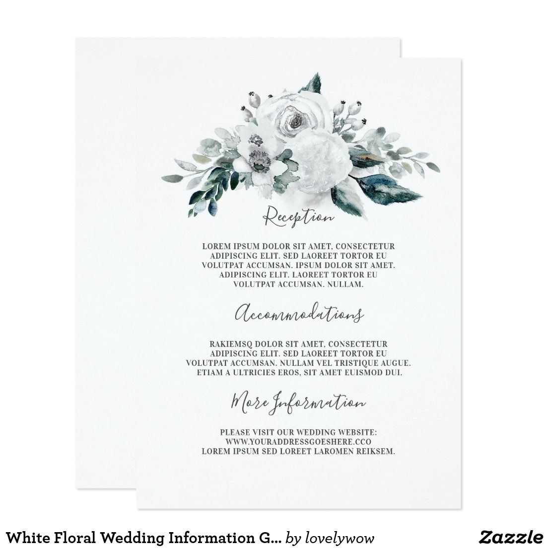 White Floral Wedding Information Guest Enclosure Card