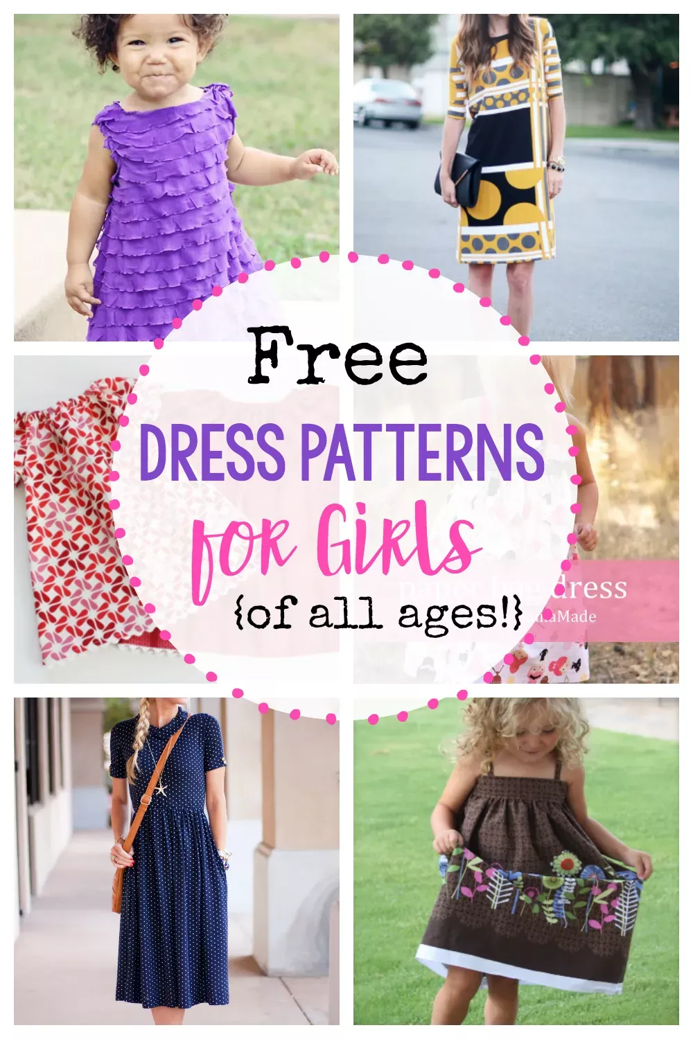 25 Free Dress Patterns for Girls of All Ages! Sew up some of these cute dresses with these fun free patterns for toddlers, kids and adults. #sew #patterns #dresses #sewing