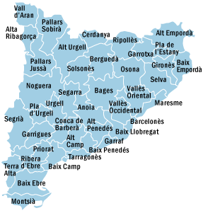 Mapa De Les Comarques Catalanes Que Conté Un Anex Amb Informació De Cada Una D Elles Catalunya Cataluña Barcelona Ciudad Palau