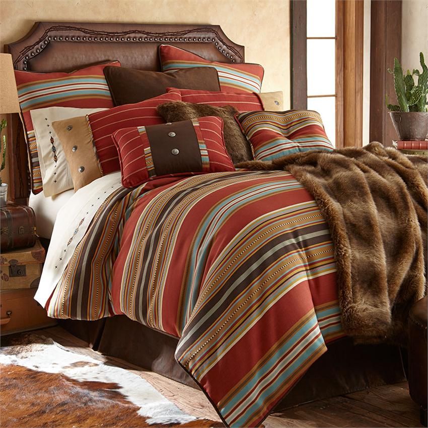 vibrant sourhwestern color stripes on this western bedding set western sheets sets