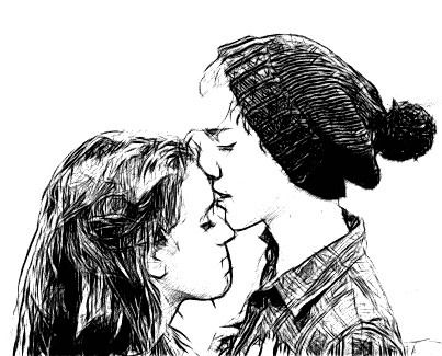 Forehead Kiss Drawing The Couple In This Drawing Look Like Austin