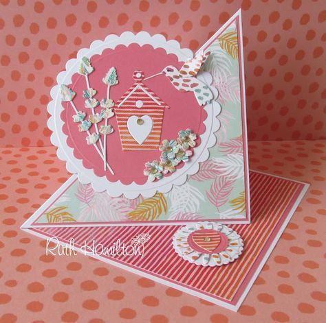 How to make a twisted easel card with Trimcraft's Paradise Crush papers