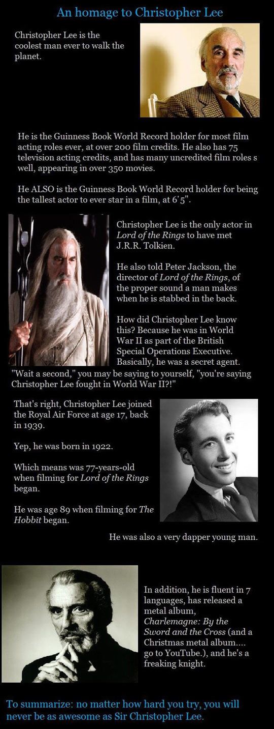 Christopher Lee Might Be The Coolest Geek You Do Not Know About The Hobbit Tolkien Lord Of The Rings