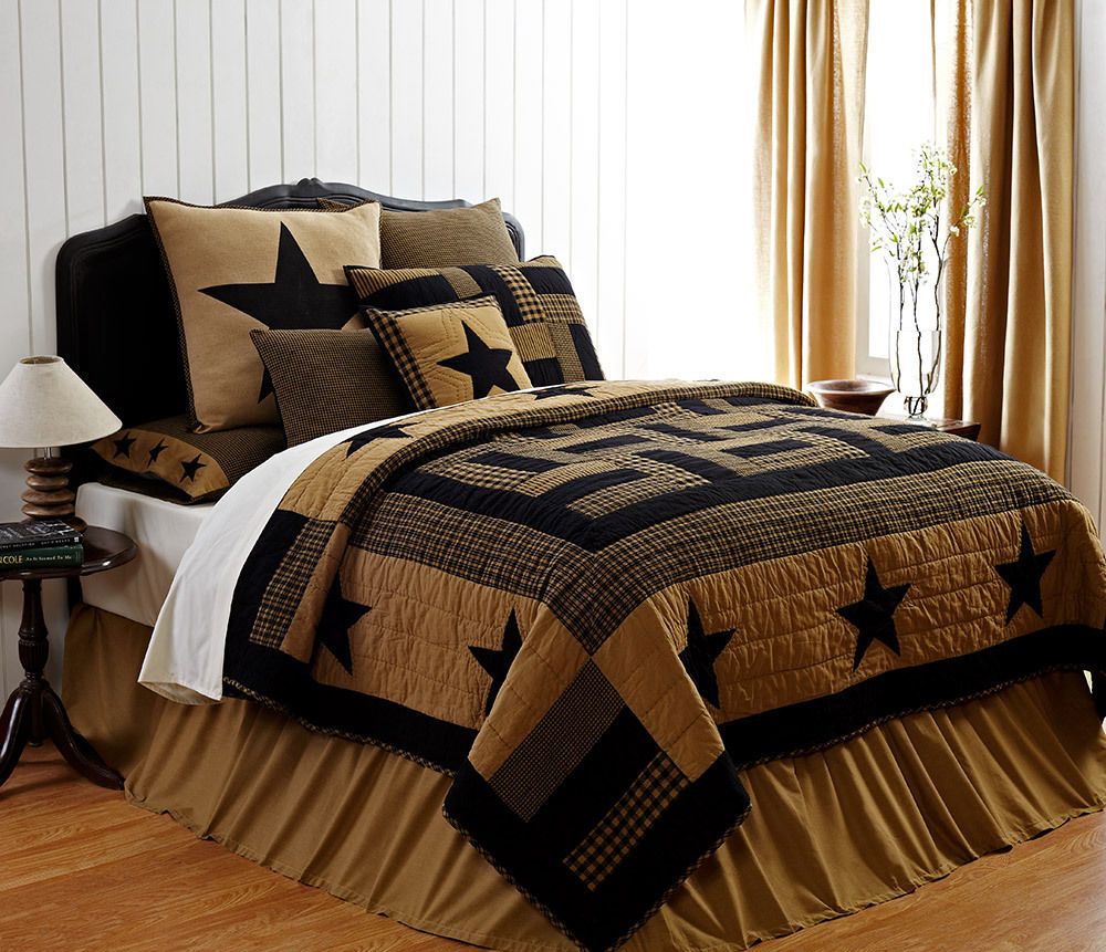 New 3pc Delaware Star Primitive Quilted Bedding Set King Quilt 2 Shams Quilts Bedspreads Coverlets Home Garden Quilts Bedspreads Coverlets, Primitive King Bedding