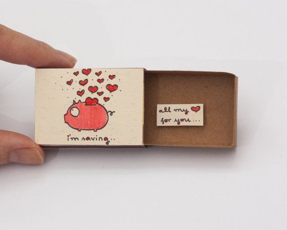 Cute Piggy bank Love Card/ Missing you Card Piggy Bank Matchbox