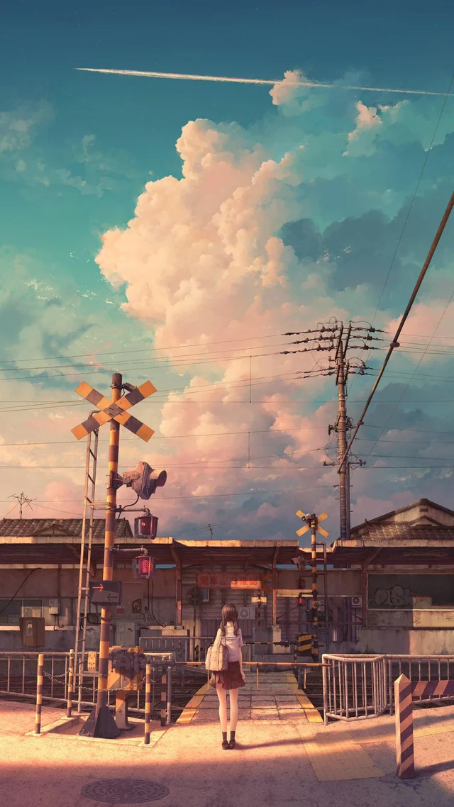 大きな雲と小さな踏切 Winter Parasol Digital Art Anime Scenery Wallpaper Anime Backgrounds Wallpapers Anime Scenery 大きな雲と小さな踏切 Winter Parasol Digital Art Anime Scenery Wallpaper Anime Backgrounds Wallpapers Anime Scenery