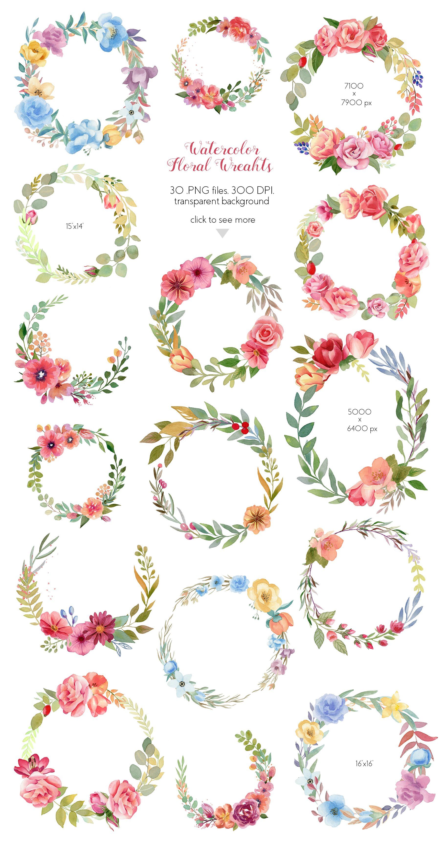 Watercolor Wreaths Collection (Set)