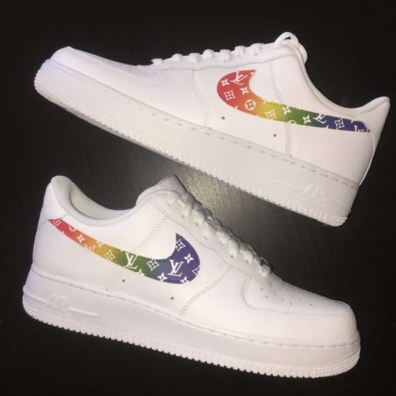 EXCLUSIVE!! Custom Nike Air Force 1 Rainbow LV Monogram EXCLUSIVE!! Custom Nike Air Force 1 Rainbow LV Monogram