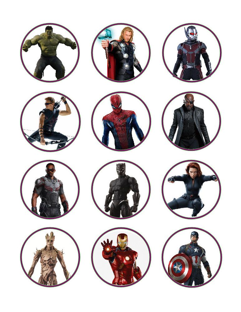 Avengers edible party cupcake toppers decoration frosting Avengers edible party cupcake toppers decoration frosting