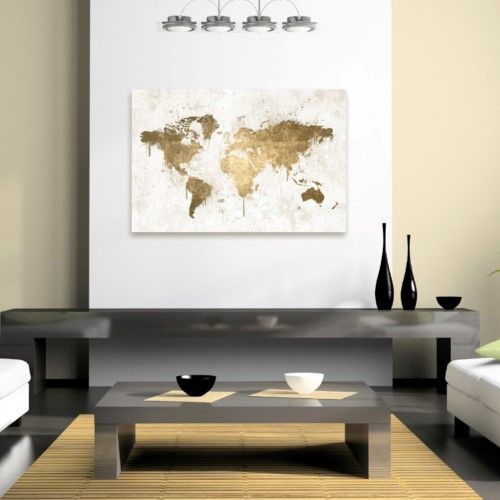 Oliver Gal Mapamundi White Gold Canvas Art Canvases Oliver Gal Mapamundi White Gold Canvas Art