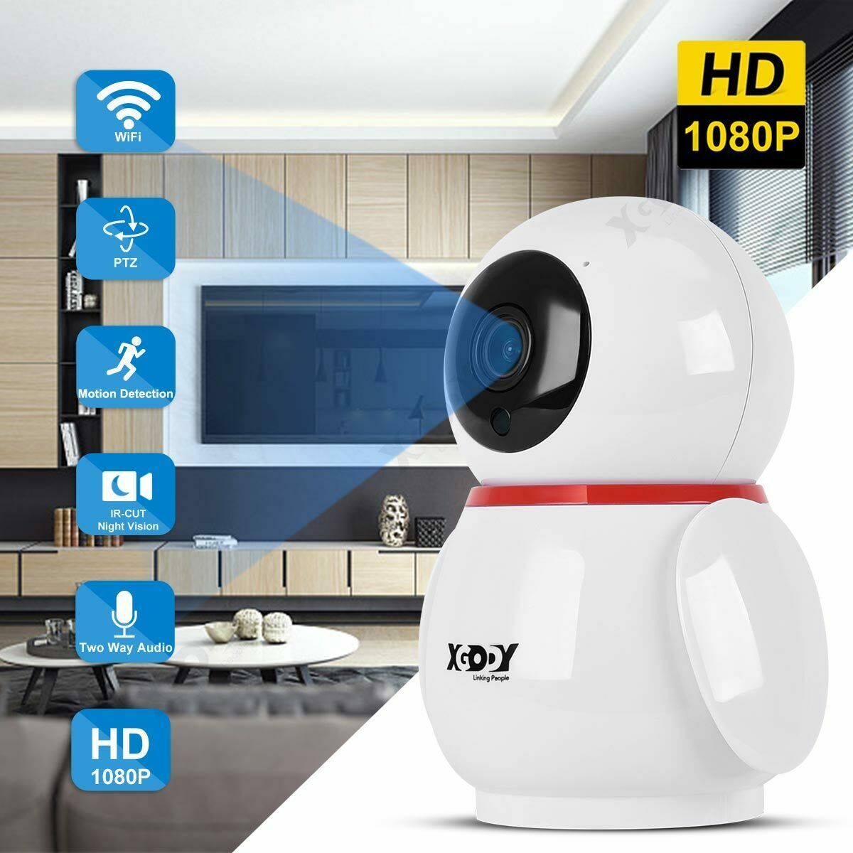 1080P Wireless Wifi IP Kamera Wlan Überwachungskamera Netzwerk Babyphone Webcam