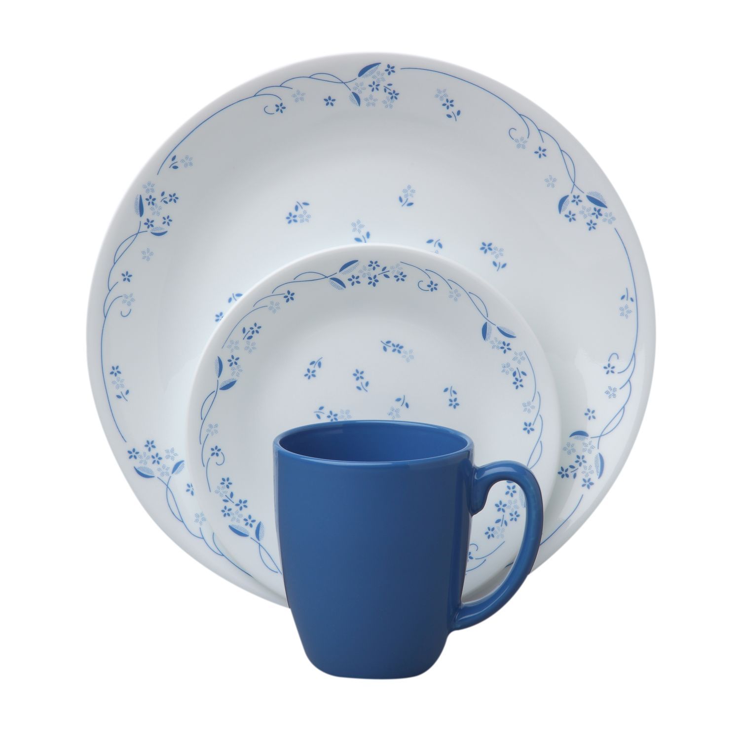 Corelle 16-Piece Vitrelle Glass Provincial Blue Chip and Break Resistant Dinner Set Service for 4 Blue