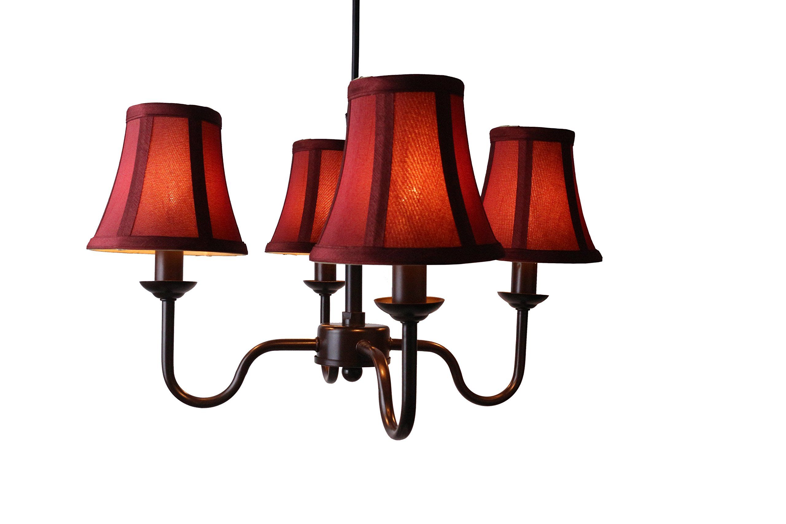 Urbanest Portable Shire 4Light Chandelier With Burgundy Silk Bell Shades Urbanest Portable Shire 4Light Chandelier With Burgundy Silk Bell Shades