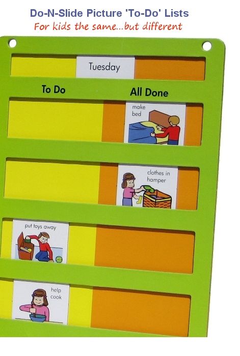 Do-N-Slide Picture \u0027To-Do\u0027 Lists For Kids The Same, But Different