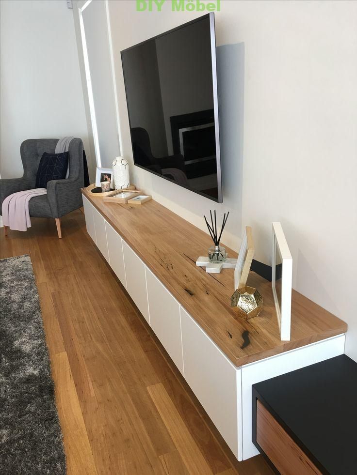 Floating Tv Unit Wood Floating tv unit - DIY Möbel | Wohnung wohnzimmer, Wohnzimmer