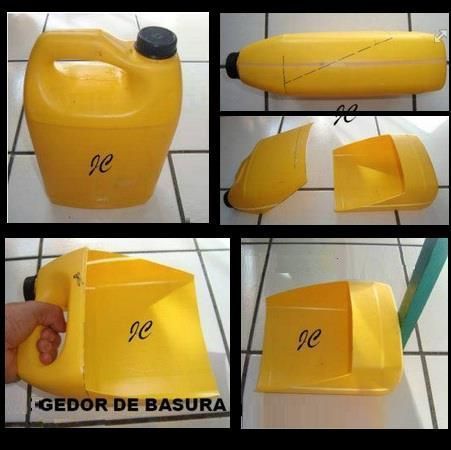 Un DIY superfácil. Con un bidón de plástico puedes hacer dos. Uno te puede servir para la mesa y el otro si le añades un palo te sirve para el suelo Reuse Plastic Bottles, Plastic Bottle Crafts, Recycled Bottles, Empty Bottles, Plastic Container Crafts, Plastic Jugs, Recycled Projects, Recycled Items, Recycled Crafts