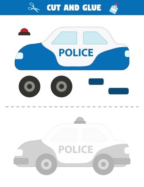 Бумажная игра для дошкольников. учебный ... | Premium Vector #Freepik #vector #car #cartoon #puzzle #game Cars Preschool, Community Helpers Preschool Activities, Easy Preschool Crafts, Toddler Preschool, Motor Skills Activities, Toddler Learning Activities, Montessori Activities, Kids Police Car, Police Cars