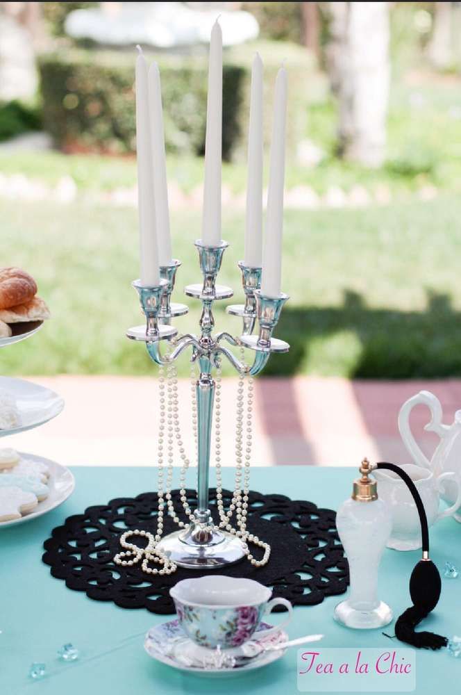 Breakfast at Tiffany's tea party! See more party planning ideas at CatchMyParty.com! Tiffany Theme Party, Tiffany Birthday Party, Tiffany Wedding, Party Theme, Birthday Parties, Wedding Reception Decorations, Wedding Centerpieces, Breakfast At Tiffanys Party Ideas, Wedding Breakfast