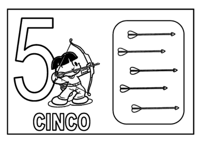 números para colorir de 0 a 9 número cinco com indiozinho e cinco