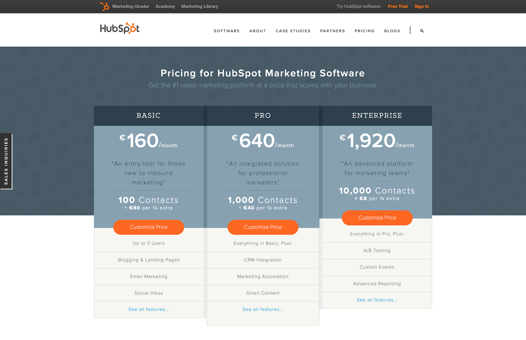hubspot pricing page saas pinterest web design and design hubspot pricing