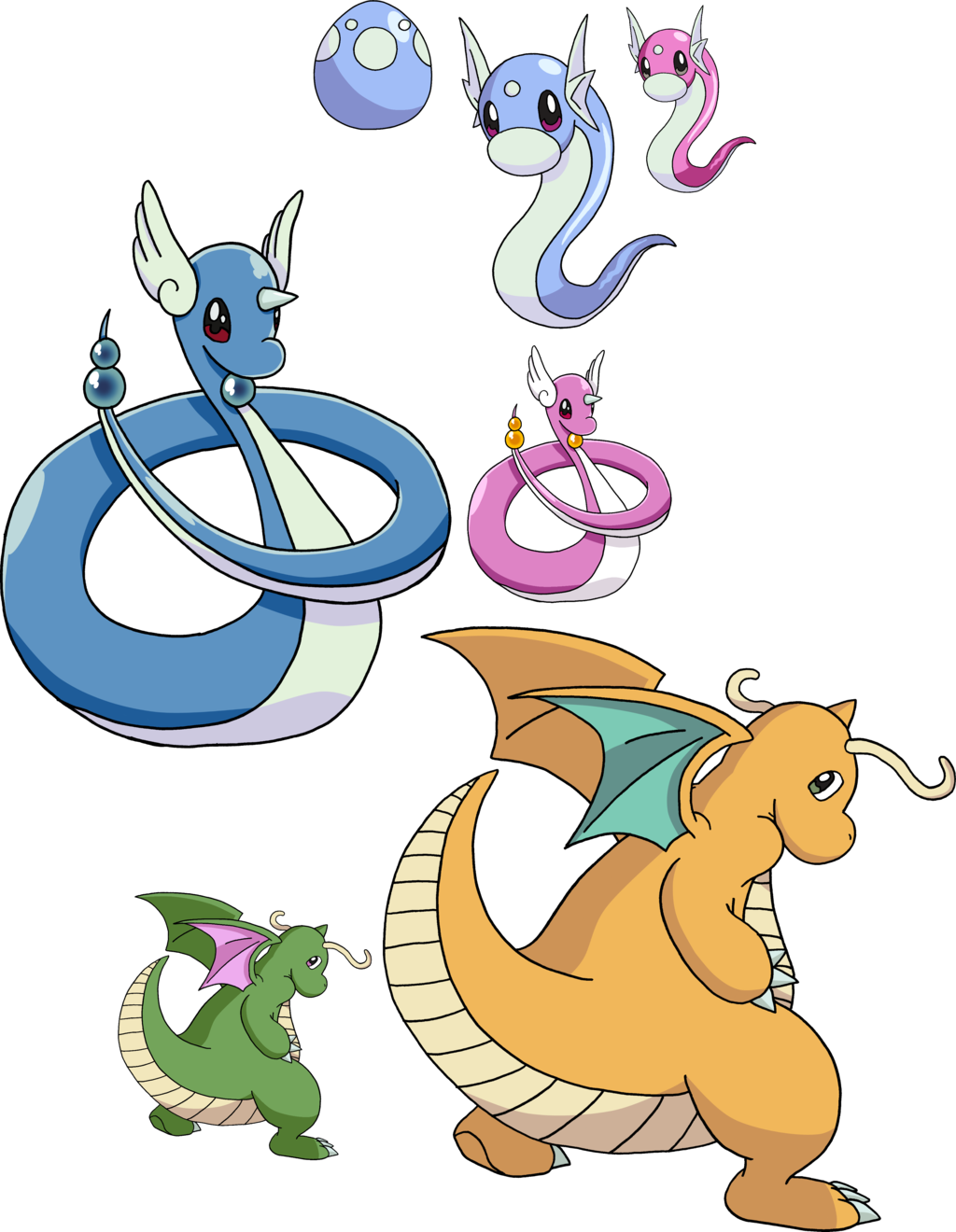 147 148 and 149 dratini evolutionary line by tails19950 clauncher evolution chart