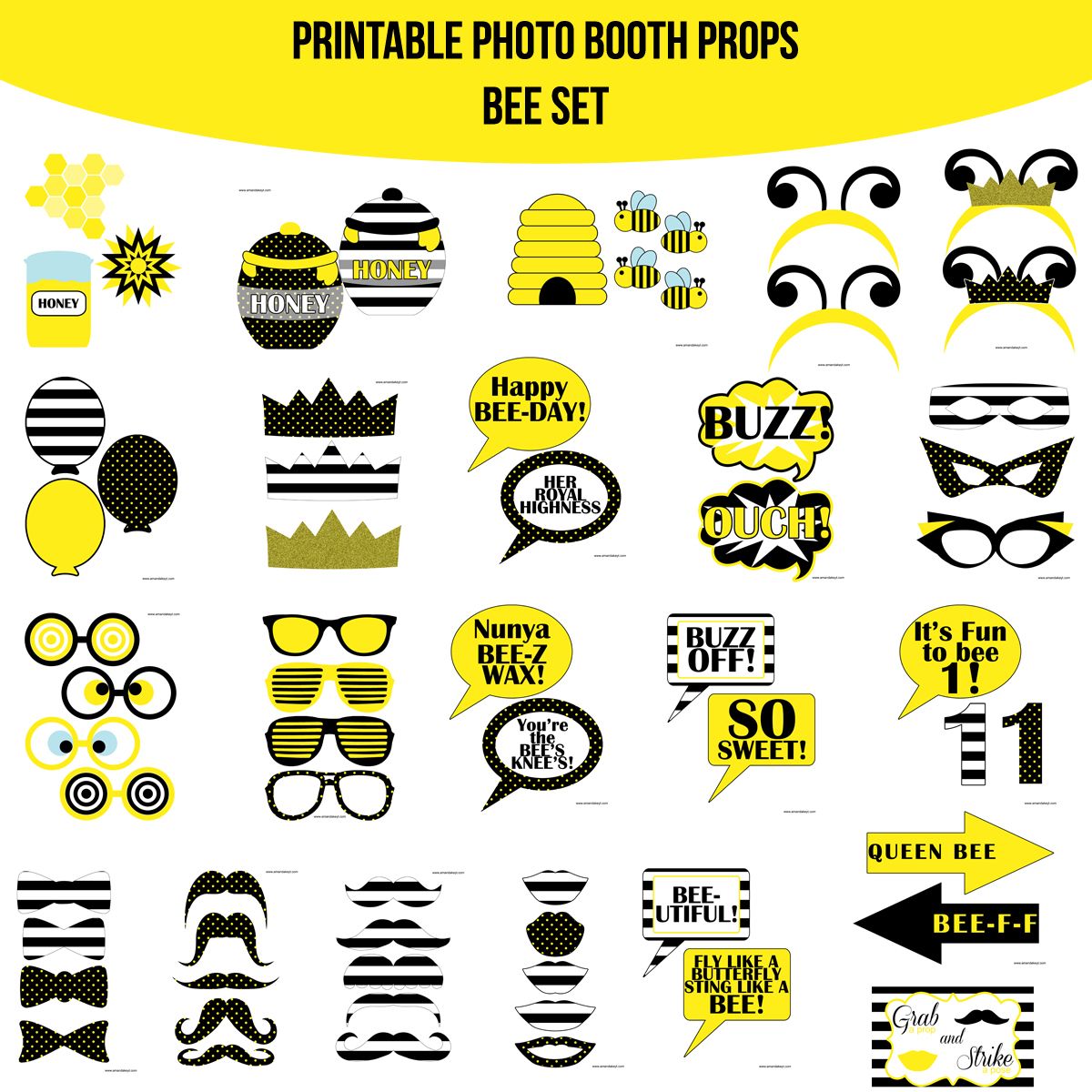 images Bee Photo Booth Props photobooth props printable bee