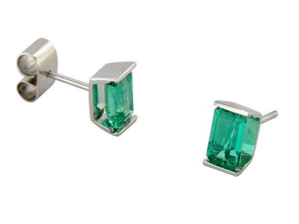 Tension Setting Emerald Stud Earrings Custom Made In 18k Tension Setting Emerald Stud Earrings Custom Made In 18k