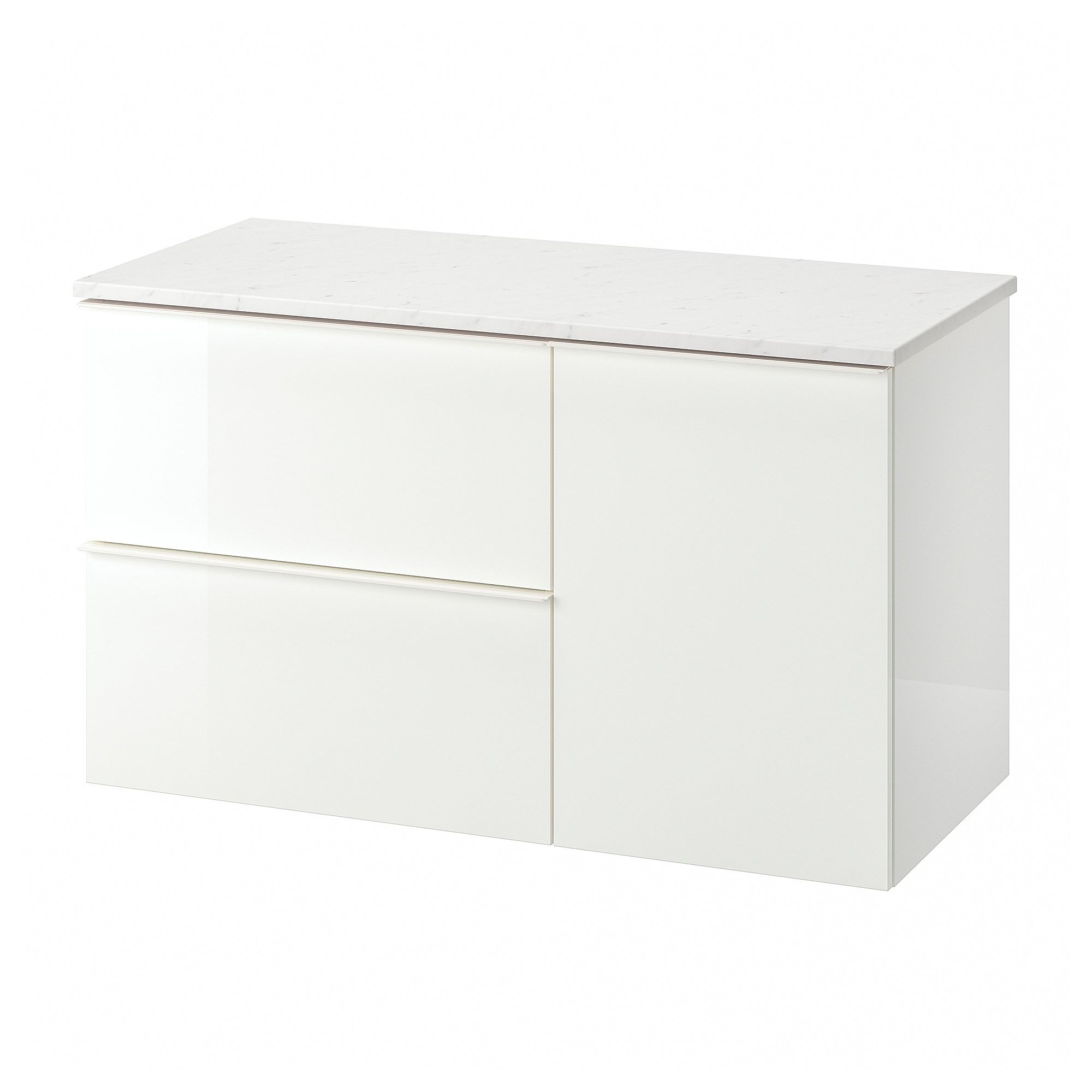 Godmorgon Tolken Waschbeckenschrank 3 Schubl Hochglanz Weiss