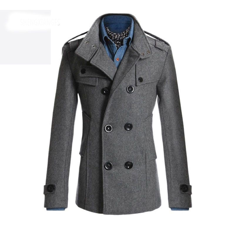 Pas cher Nouveau Style 2016 Hiver Occasionnel À Double 2016 Hommes Tranchée Manteau De Laine De Mode Long Mens