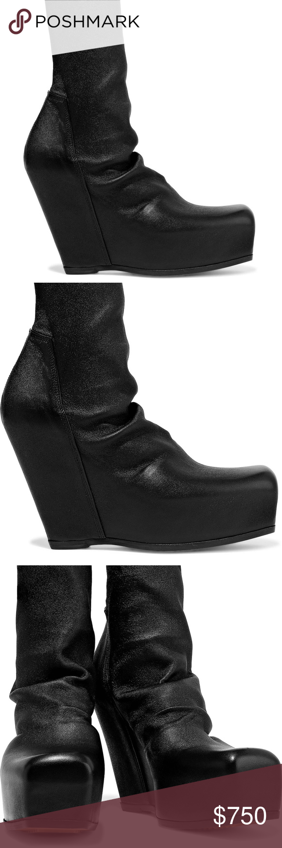 Rick Owens Stretch Leather Platform Sock Boots | Sock ankle boots, Stretch leather, Rick owens shoes